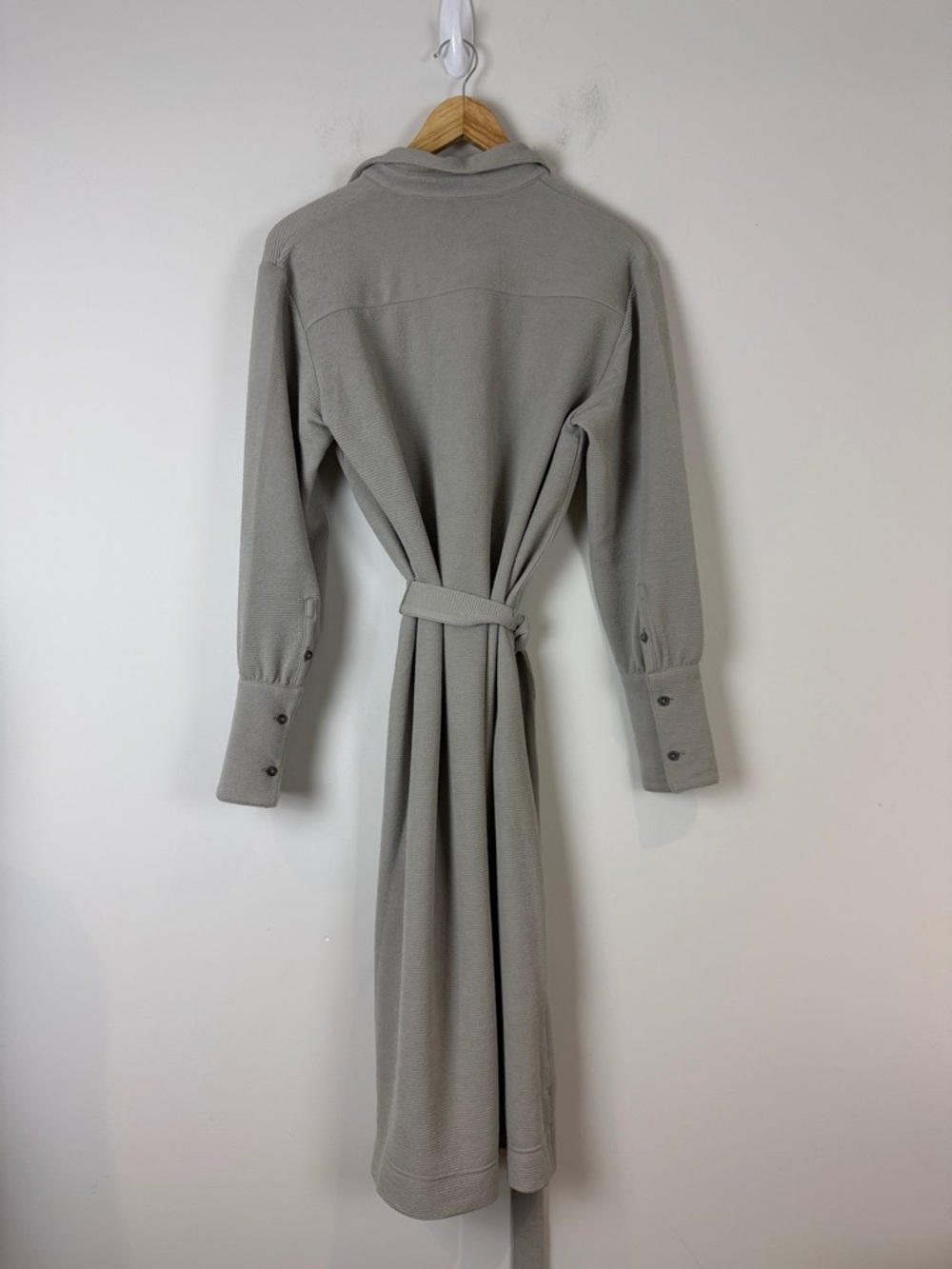 Club Monaco Ribbed Collared Belted Midi Dress - Picture 4 of 8